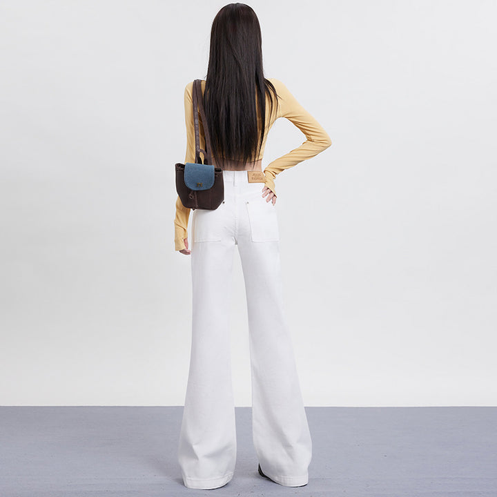 Slim low-waist flared jeans