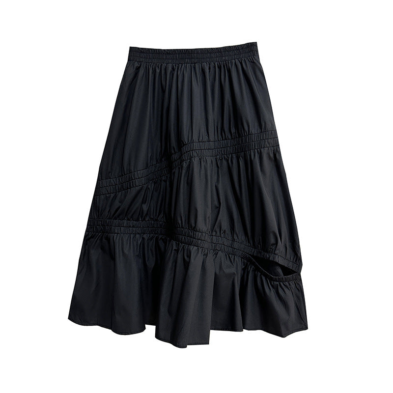 Gathered tiered long skirt