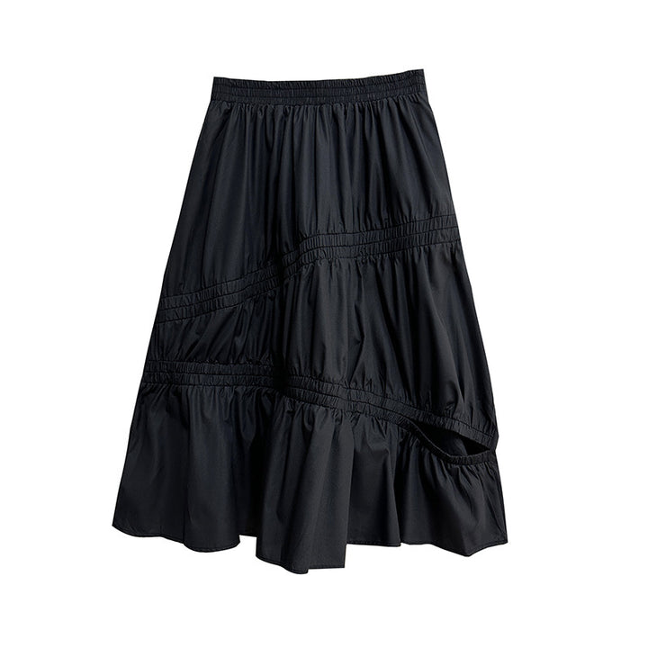 Gathered tiered long skirt