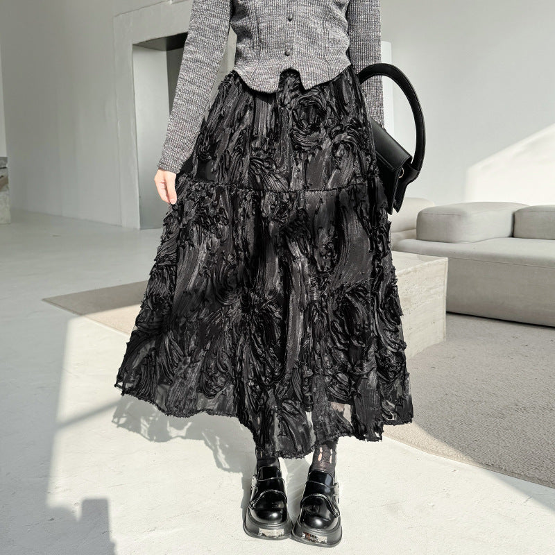 Three-dimensional pattern western a-shaped skirt