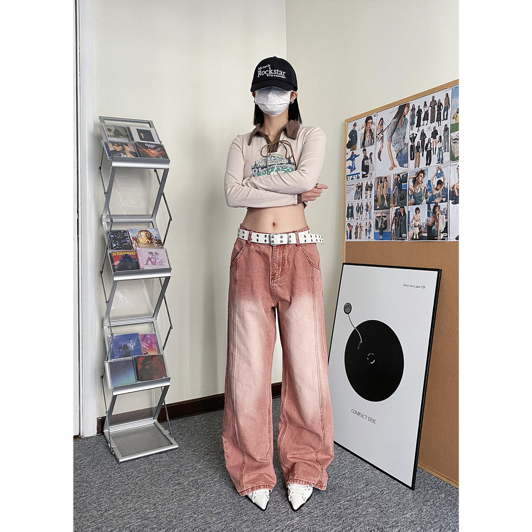 Fit wide-leg high street jeans