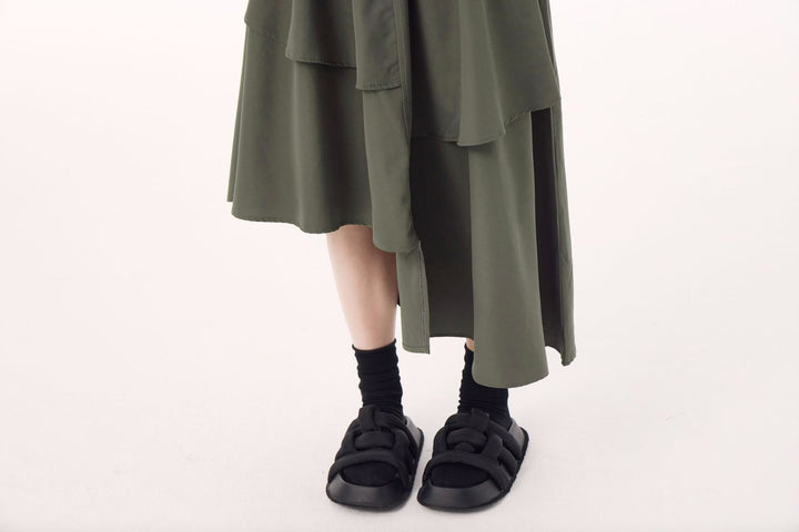 Asymmetrical layer midi skirt