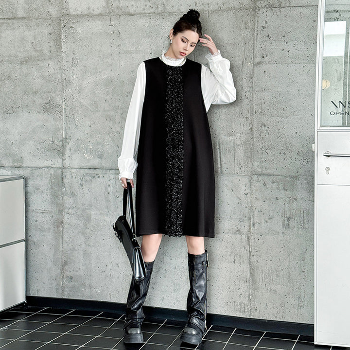 Front Frill Sleeveless Onepiece