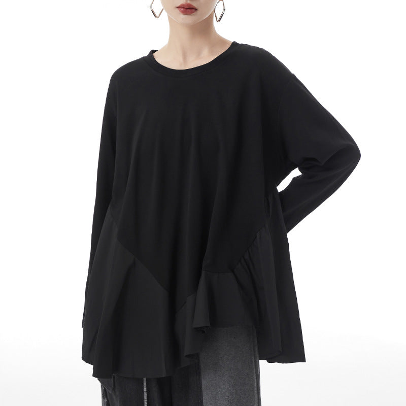 Loose frill round neck pullover