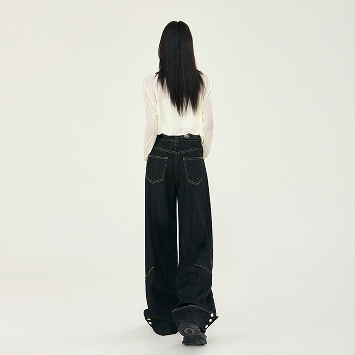 Retro black wide-leg jeans
