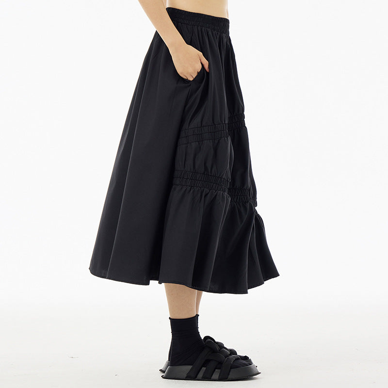 Gathered tiered long skirt
