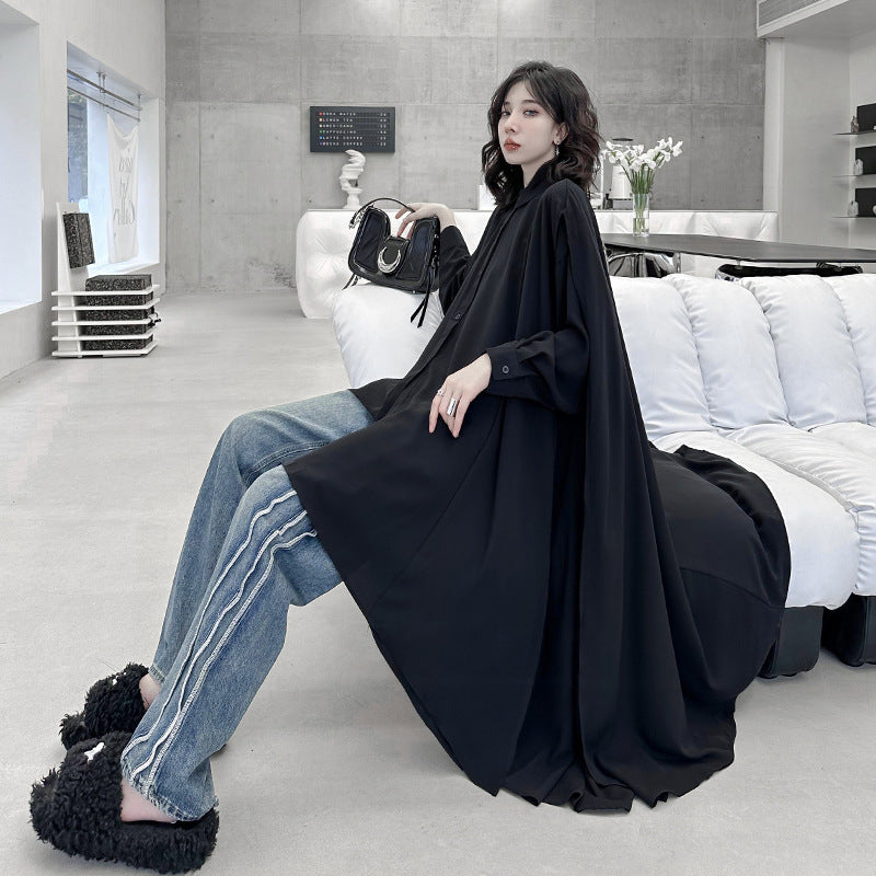 Poncho shirt draped one-piece