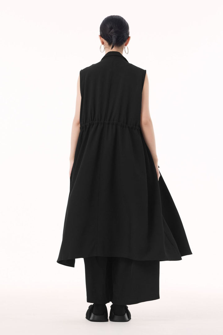 Large pocket sleeveless vest dress