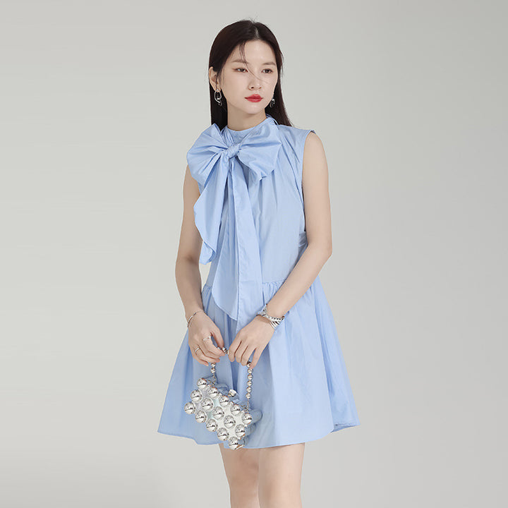 Bow tie sleeveless slim dress