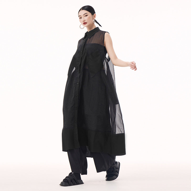 Sheer sleeveless vest dress