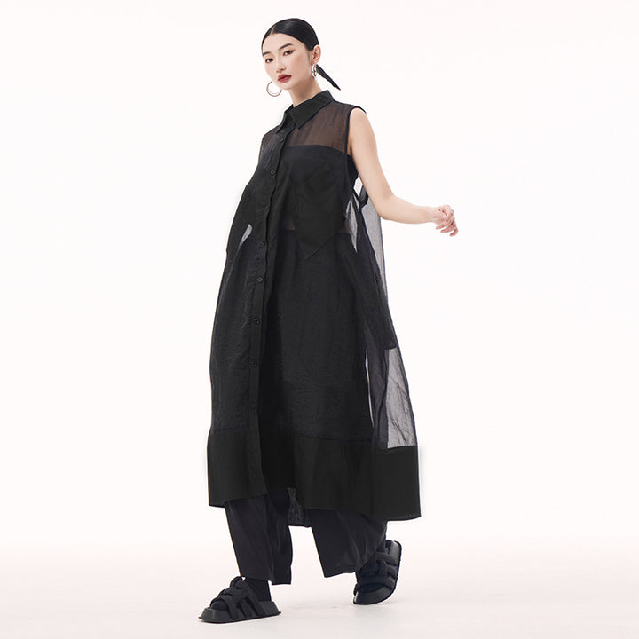 Sheer sleeveless vest dress