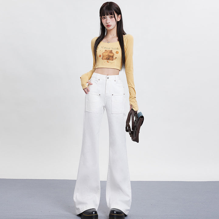 Slim low-waist flared jeans