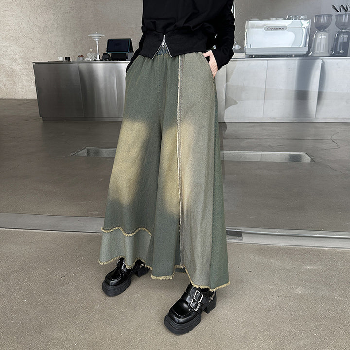 American style drape contrast denim