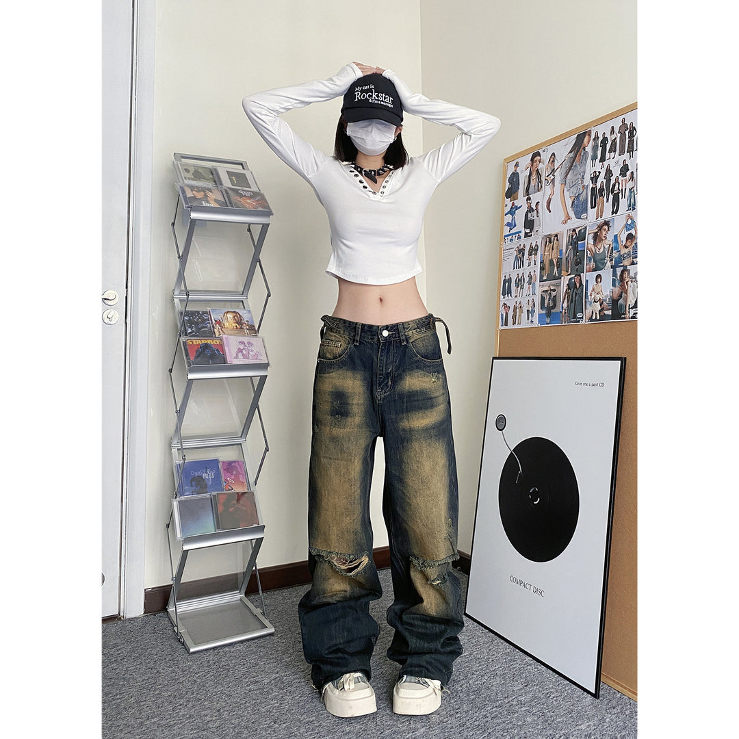 Street ripped distressed pants