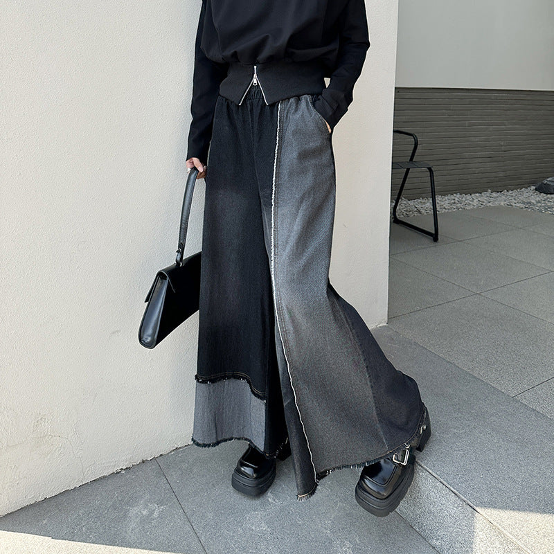 American style drape contrast denim