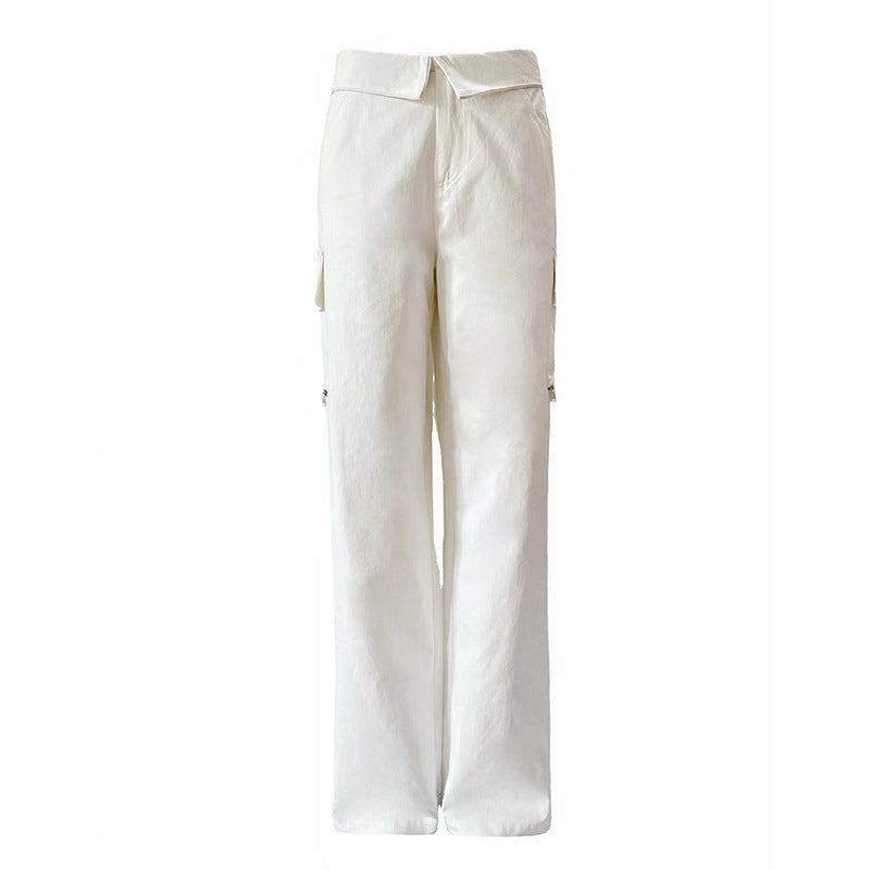 Loose wide leg low waist work pants