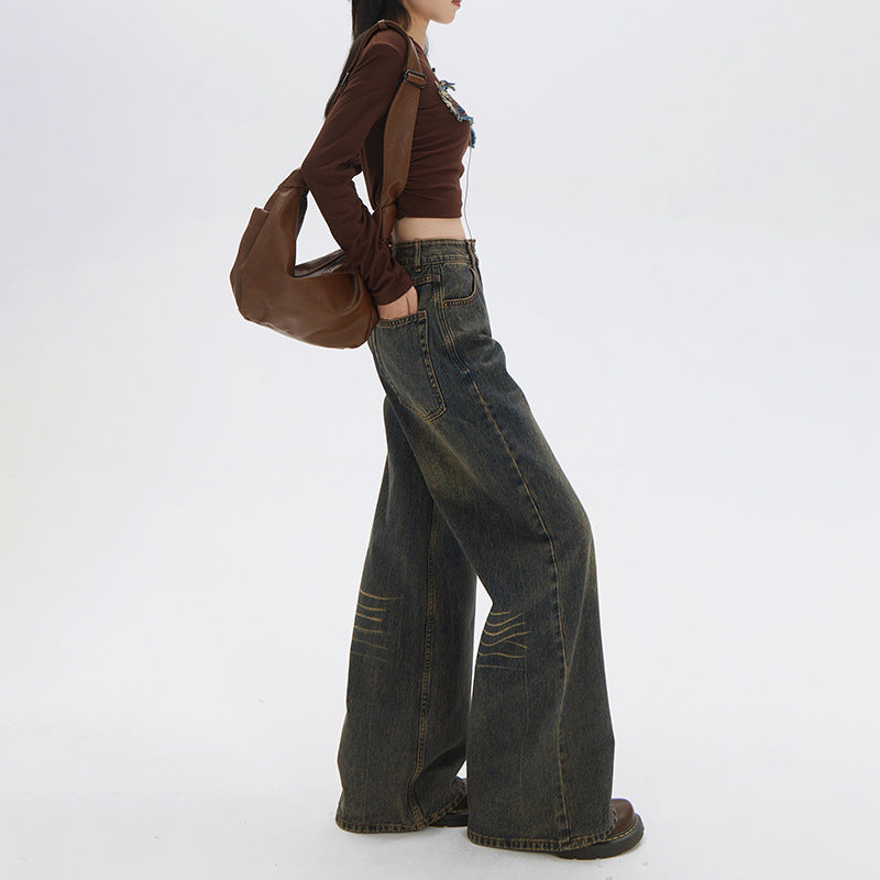Wide-leg jeans denim pants