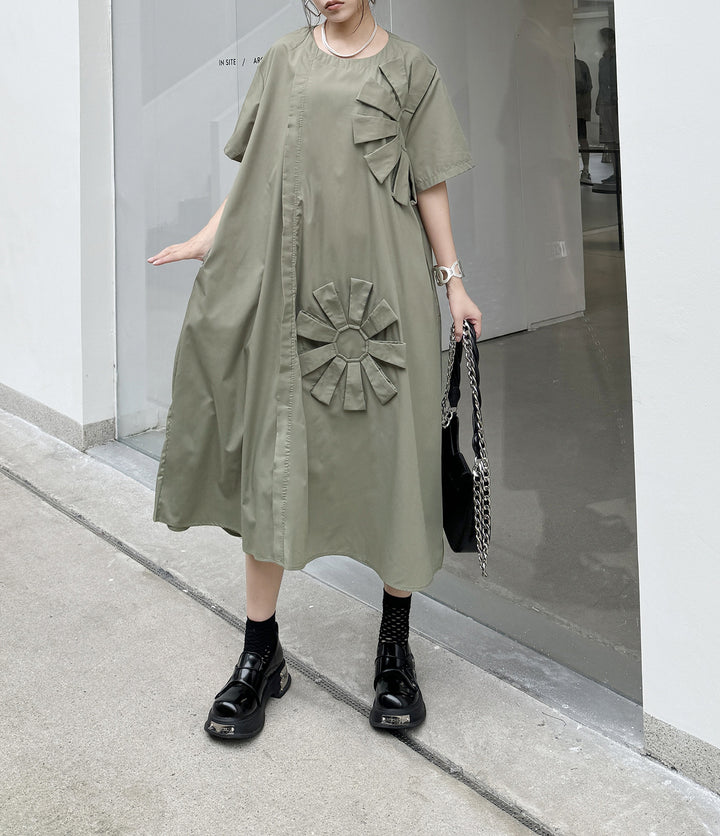 Flower design loose dress