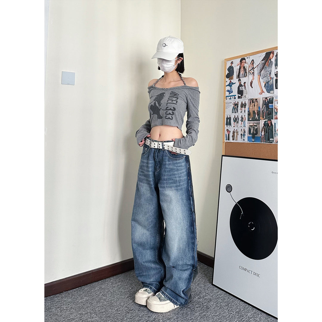 Street loose straight pants