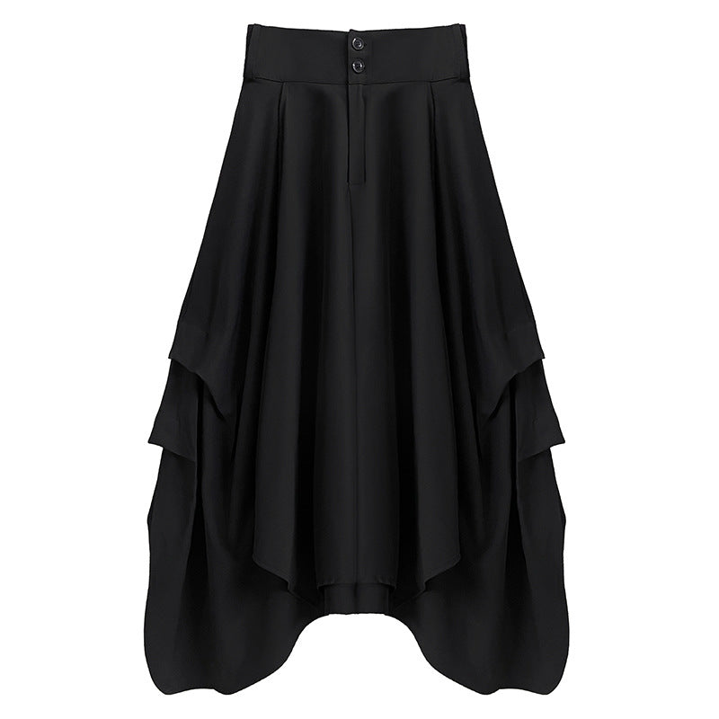 Side Tuck Flare Long Skirt