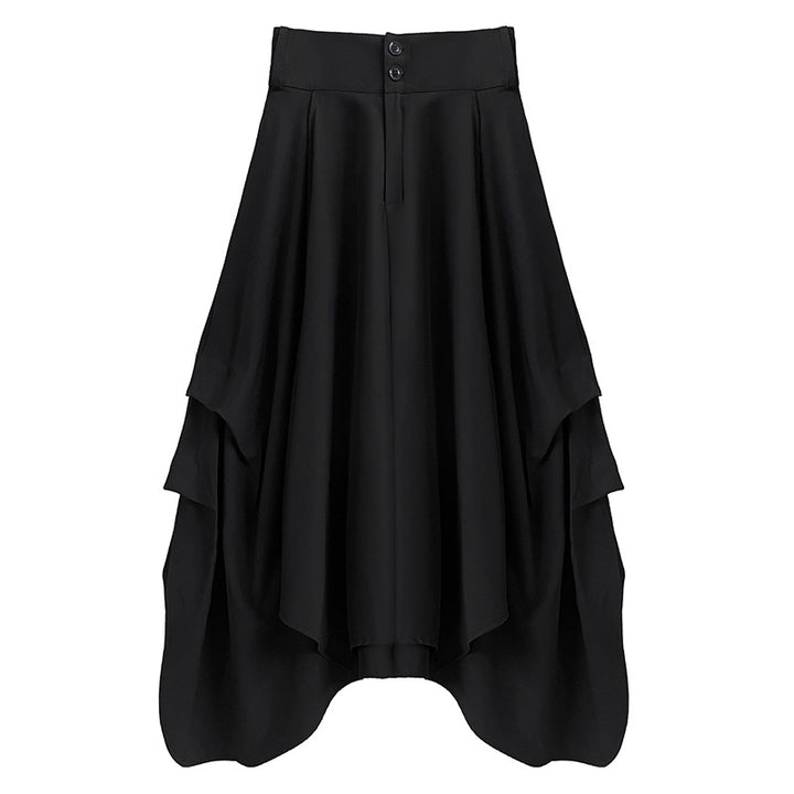 Side Tuck Flare Long Skirt