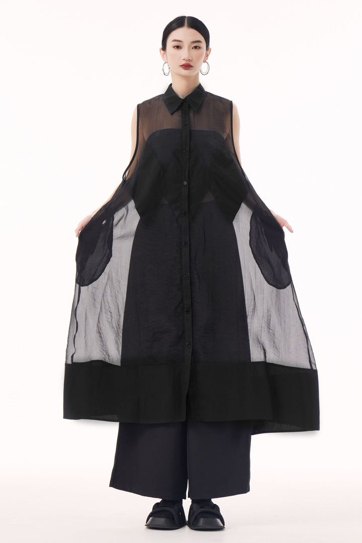 Sheer sleeveless vest dress