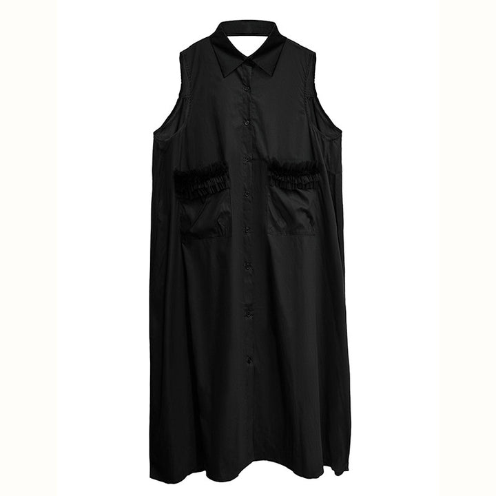 Tulle sleeveless shirt dress