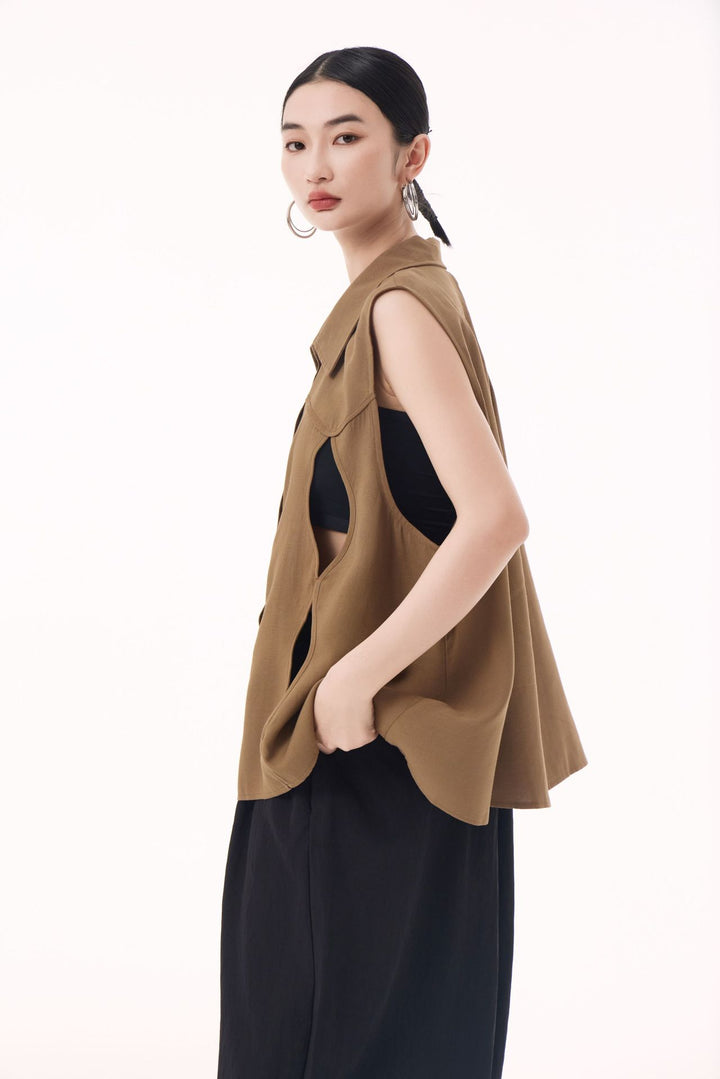 Sleeveless unique vest shirt