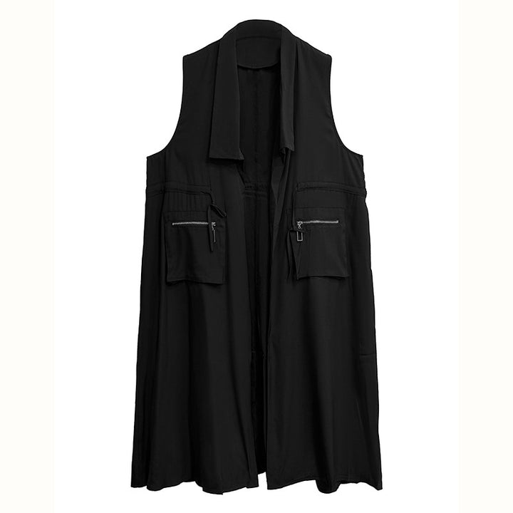 Large pocket sleeveless vest dress