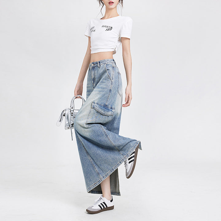 A-line denim skirt