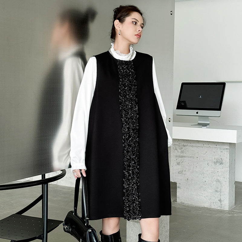 Front Frill Sleeveless Onepiece