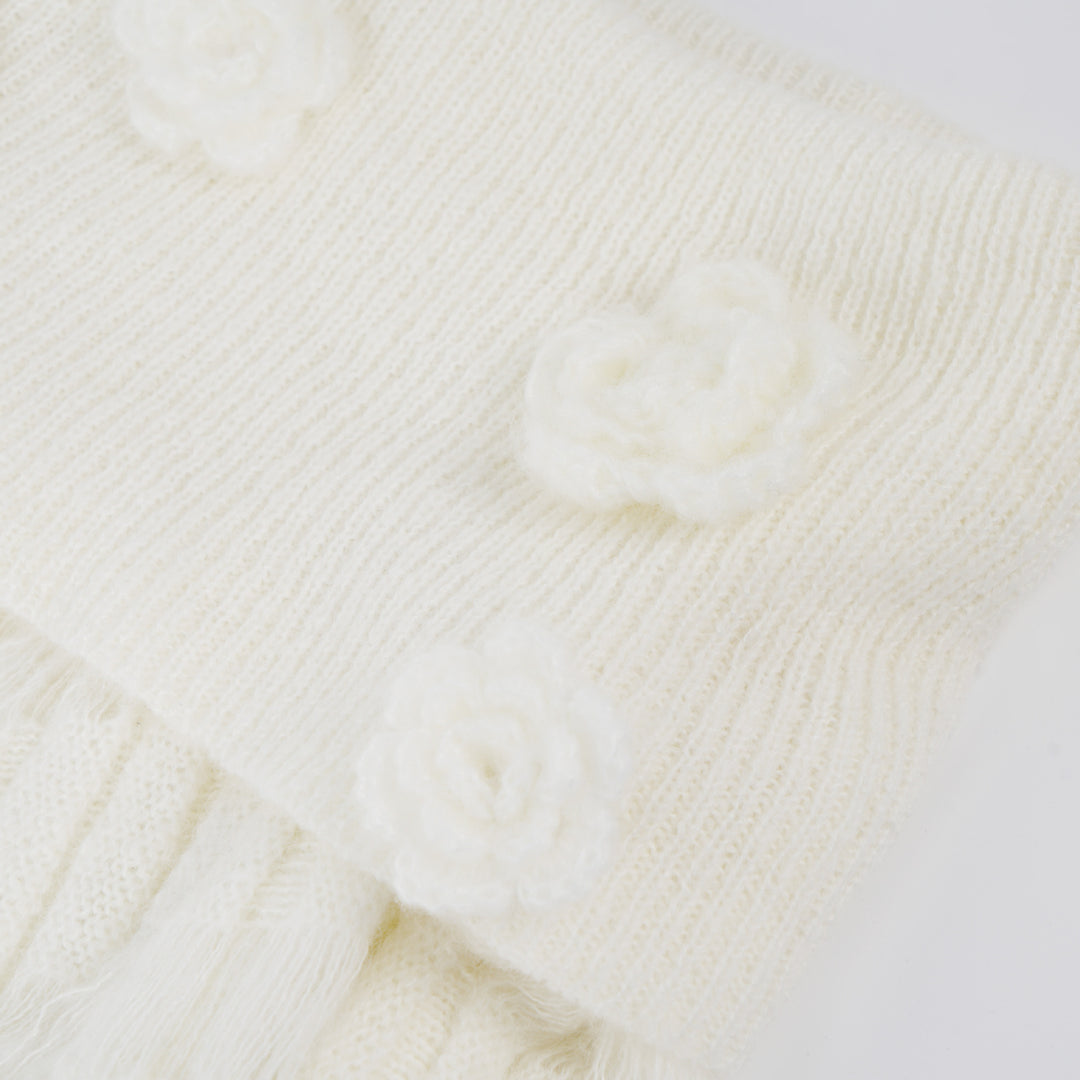 Flower Off Shoulder Slim Sweater