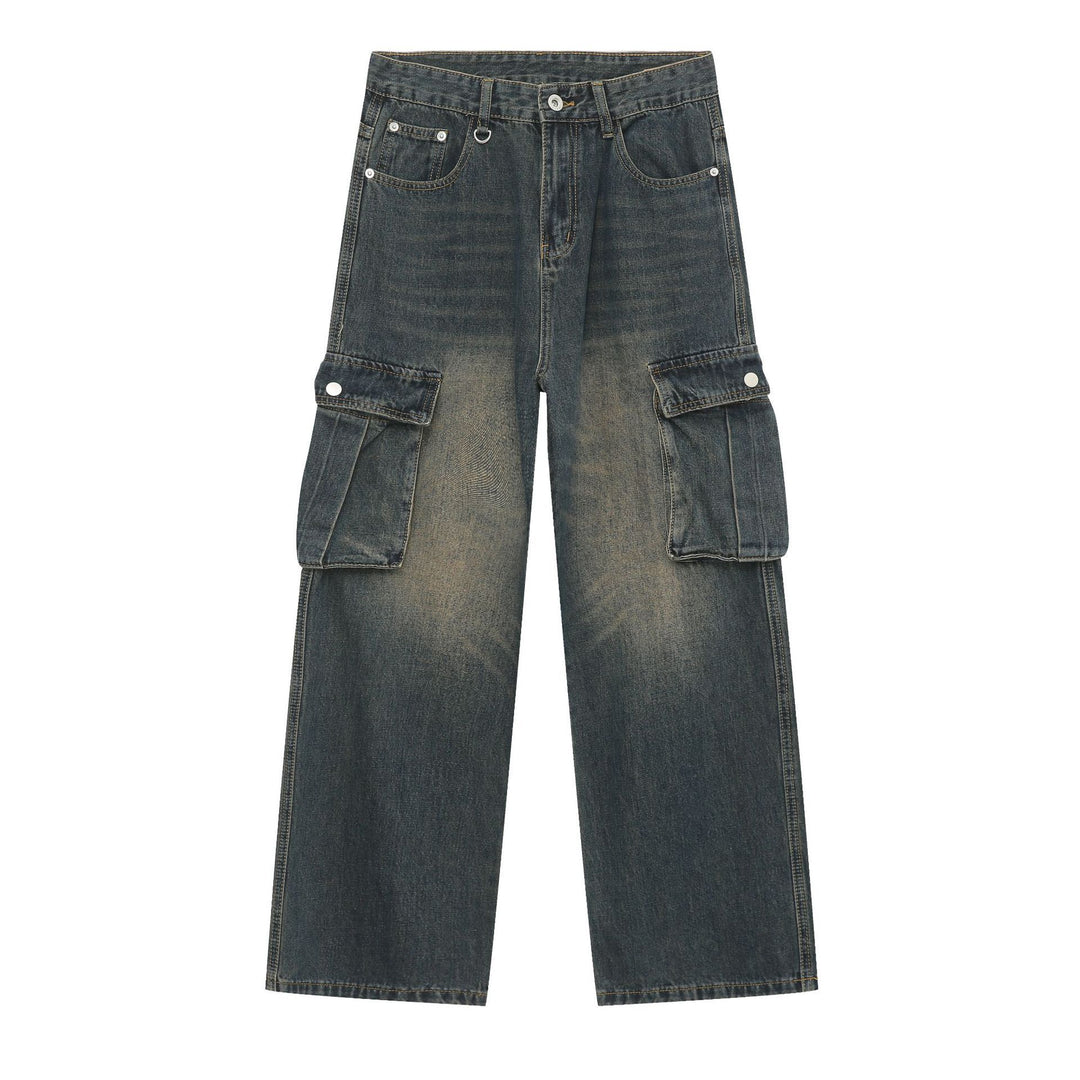 Cargo pants multi-pocket loose straight jeans