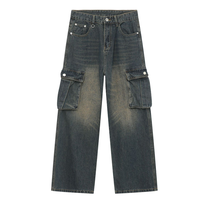 Cargo pants multi-pocket loose straight jeans