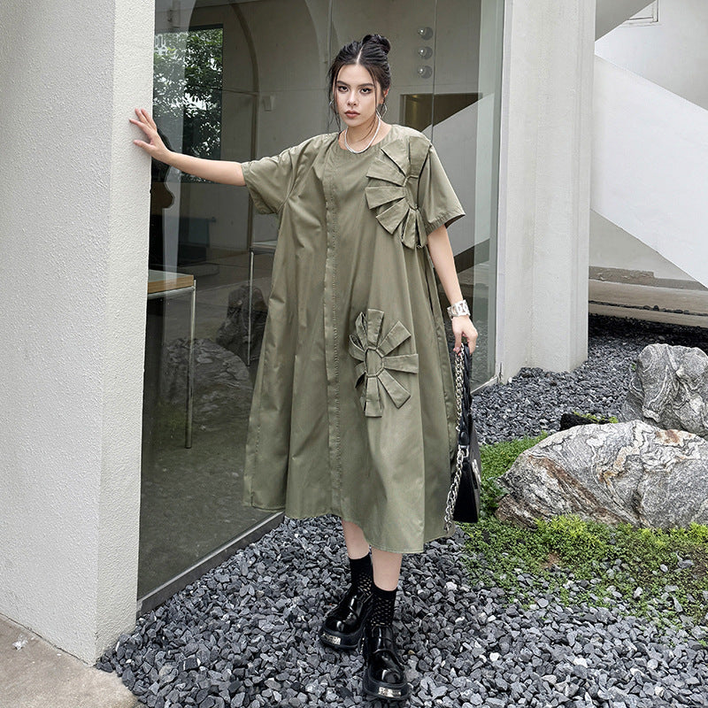 Flower design loose dress