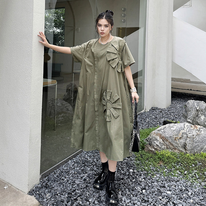 Flower design loose dress