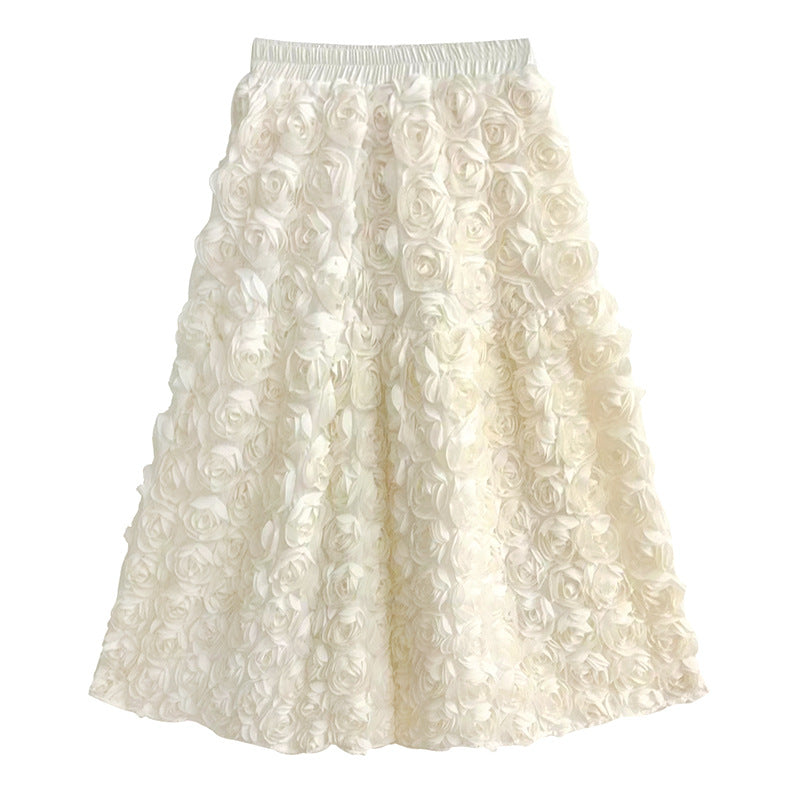 Flower volume A-line skirt