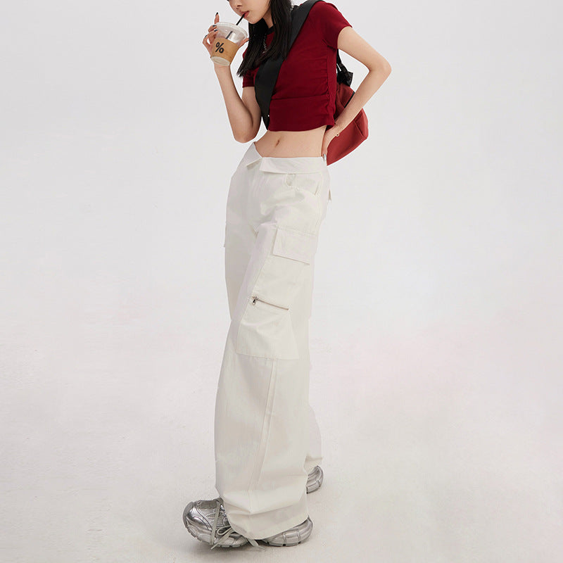 Loose wide leg low waist work pants
