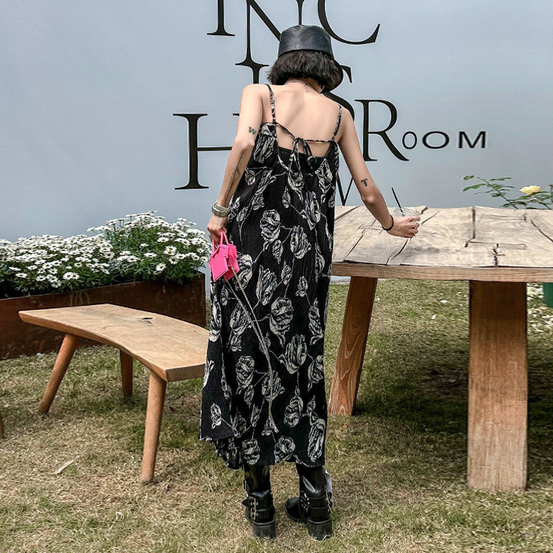 Sleeveless pleated floral onepiece