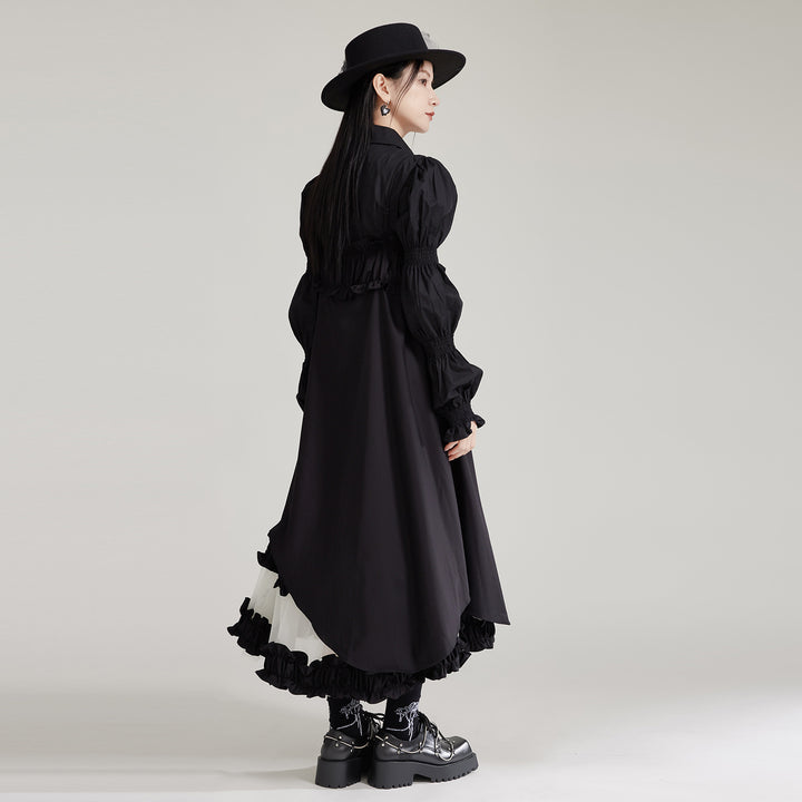 Suspenders Mesh Lace Patchwork A line Dress