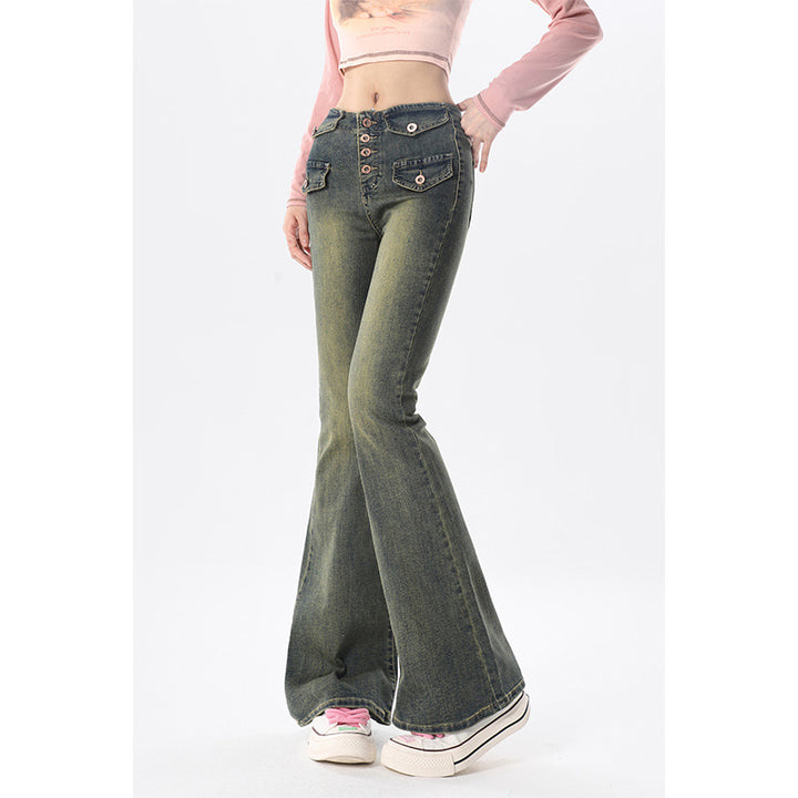 Front Design High Waist Flare Pants