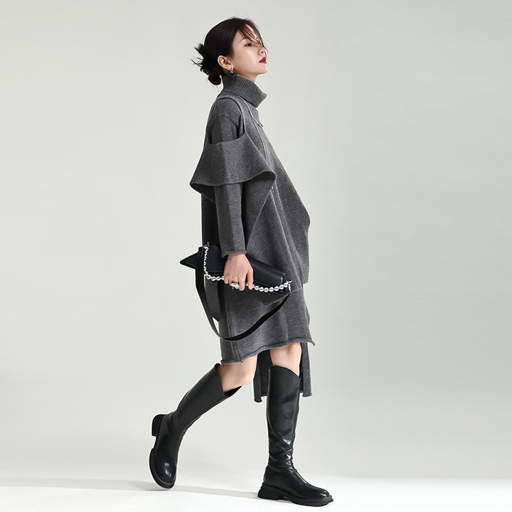 Asymmetry Knit Pullover Setup