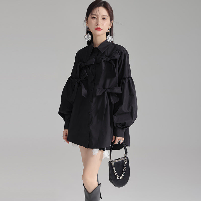 Ribbon design french elegant shirt