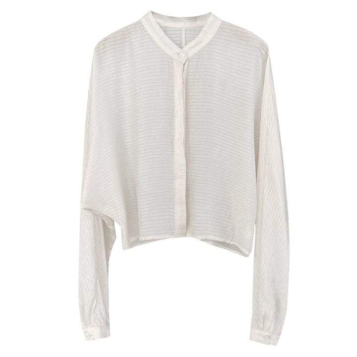 Solid color stand collar shirt