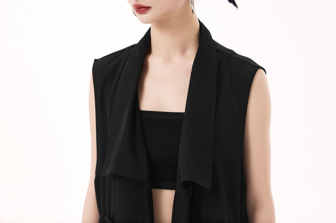 Large pocket sleeveless vest dress