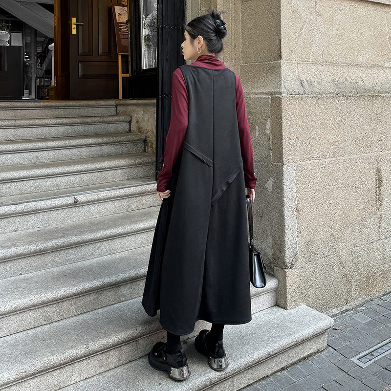 Velvet big skirt vest dress