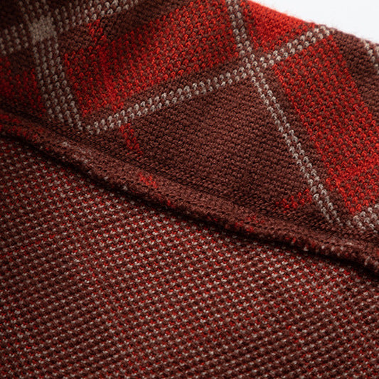 Plaid knitted long skirt