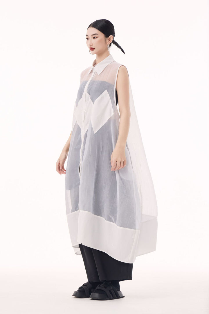 Sheer sleeveless vest dress