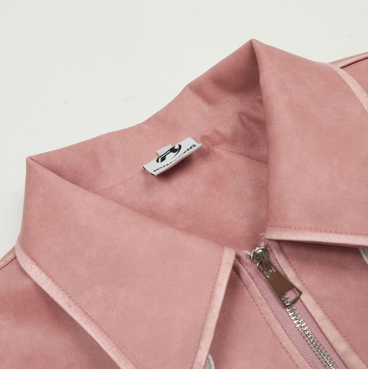 Sweet ribbon PU leather jacket