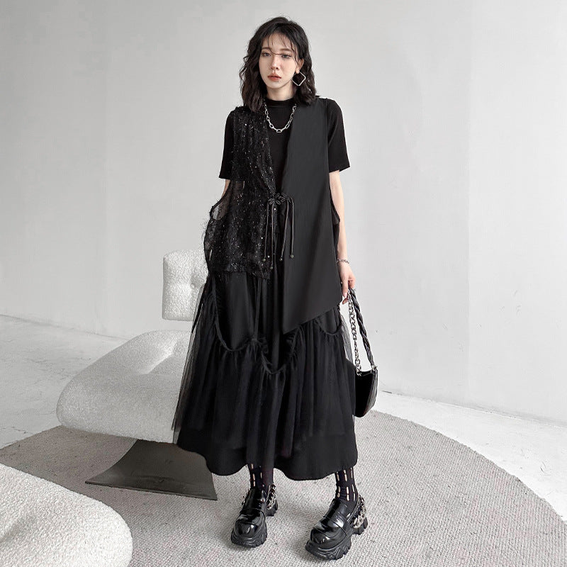 Suspender tulle flare skirt